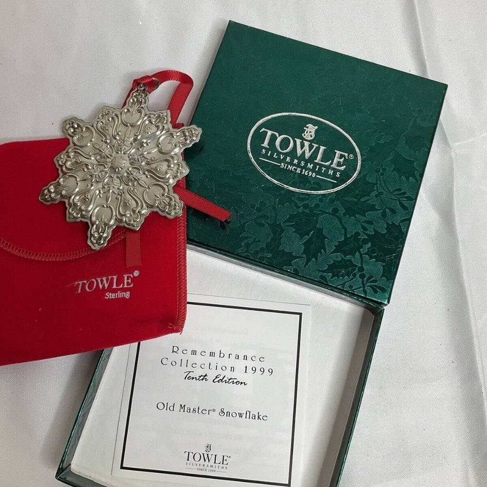 Vintage Towle Sterling Silver 1999 Old Master Snowflake Retro Christmas Ornament